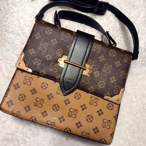 Monogram top flap satchel purse
